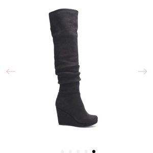 Chinese laundry over the knee black wedge boot